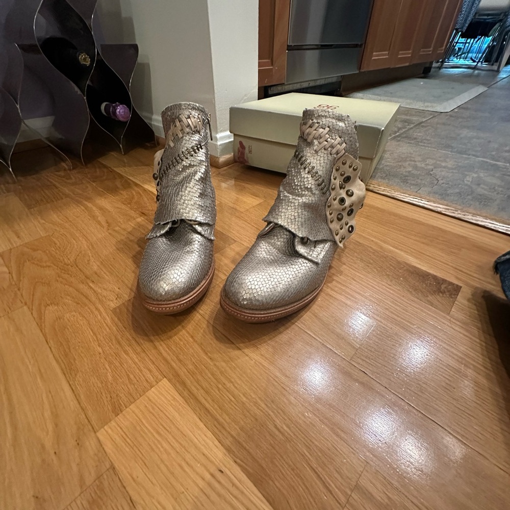 A.S.98 Metallic Ankle Boots with Studded Design
